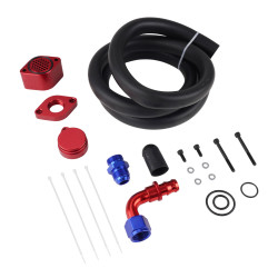 6.7L Powerstroke CCV PCV Reroute/Delete Kit (Enhanced, Red) for 2011-2025 Ford F250 F350 F450 F550 Crank Vent｜Vigor Diesel
