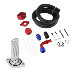 6.7L Powerstroke CCV PCV Reroute/Delete Kit w/Catch Can (Enhanced, Red) for 2011-2025 Ford F250 F350 F450 F550｜Vigor Diesel