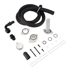 6.7L Powerstroke CCV PCV Reroute/Delete Kit w/Catch Can (Enhanced, Silver) for 2011-2025 Ford F250 F350 F450 F550｜Vigor Diesel